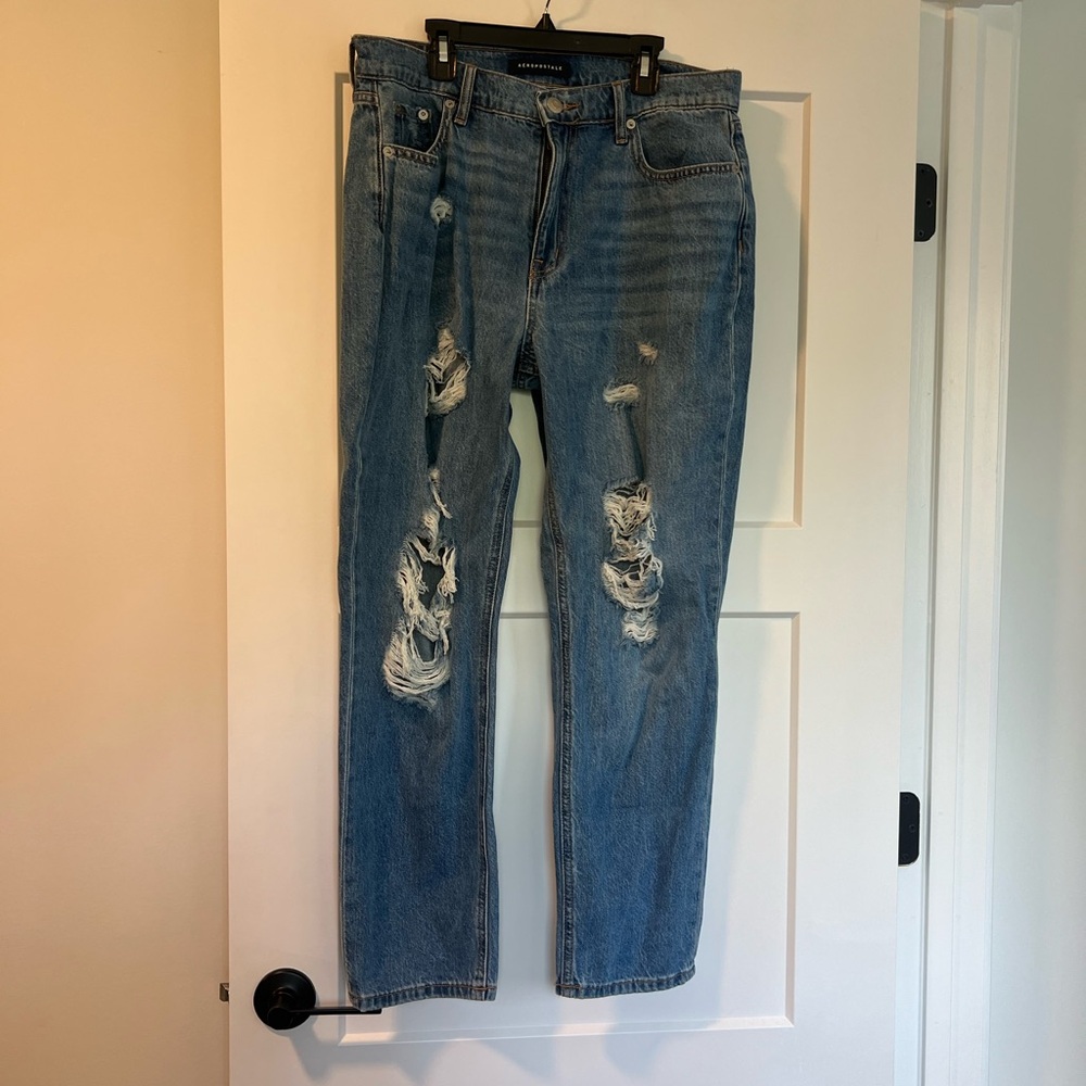 Aeropostale Mom Jean Distressed Blue Jeans